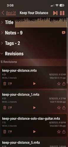 Revision management in the Mixen app from Mastfrog, LLC