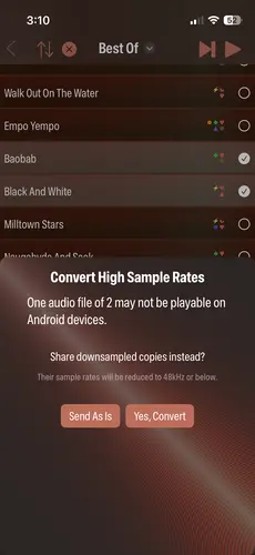 Sharing with sample rate conversion in the Mixen app from Mastfrog, LLC
